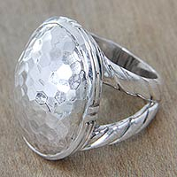 Sterling silver dome ring, 'Plateau'