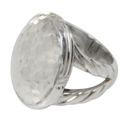Sterling silver dome ring, 'Plateau' - Sterling Silver Domed Ring Hand Crafted from Bali Jewelry