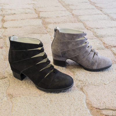 Nubuck ankle boot, 'Parallels' - Stylish Jambu Nubuck Ankle Boot