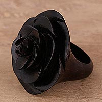Featured review for Ebony wood cocktail ring, Royal Rose