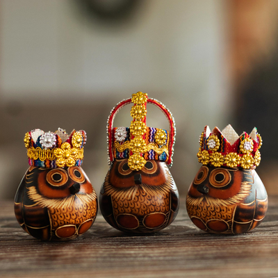 Gourd figurines, Owl Kings (set of 3)