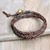 Men's tiger's eye and leather wrap bracelet, 'Double Cinnamon' - Men's Hand Braided Brown Leather Wrap Bracelet (image 2) thumbail