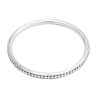 Sterling silver bangle bracelet, 'Moon Silver' - Sterling Silver Bangle Bracelet