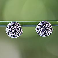 Sterling silver huggie hoop earrings, 'Fun Life' - 925 Silver Huggie Hoop Earrings Artisan Crafted in Thailand