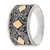 Gold accent sterling silver band ring, 'Stars Over Bali' - Balinese Style Contemporary Silver Ring with Gold Accents (image 2b) thumbail