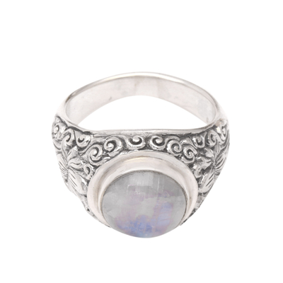 Rainbow Moonstone and Sterling Silver Ring from Bali