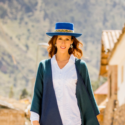 blue felt hat