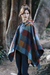 Lambswool tweed hooded cape, 'Avoca Village' - Multicolored Donegal Tweed Plaid Lambswool Hooded Cape