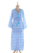 Cotton maxi dress, 'Carefree Comfort' - Blue and White Print 100% Cotton Long Sleeve Maxi Dress (image 2d) thumbail