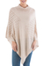 Knit poncho, 'Beige Reality Squared' - Beige Poncho with Turtleneck from Peru thumbail