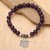 Amethyst beaded charm bracelet, 'Unity Flower' - Amethyst Religious Beaded Stretch Bracelet from Bali (image 2) thumbail