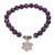 Amethyst beaded charm bracelet, 'Unity Flower' - Amethyst Religious Beaded Stretch Bracelet from Bali thumbail