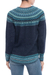 100% alpaca sweater, 'Playful Navy Blue' - Navy Blue 100% Alpaca Pullover Patterned Peruvian Sweater (image 2c) thumbail