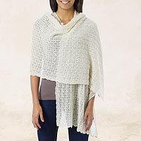 Alpaca blend shawl,  'Muse' - Pure Alpaca Wool Shawl from Peru