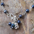 Pearl floral bracelet, 'Black Rose Horizon' - Pearl and Silver Bracelet