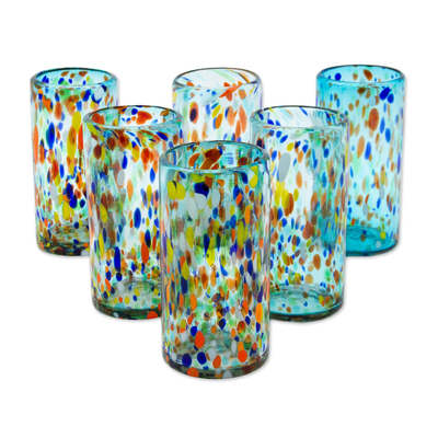 Vasos de vidrio soplado, (juego de 6) - Vasos de vidrio soplado hechos a mano (juego de 6)