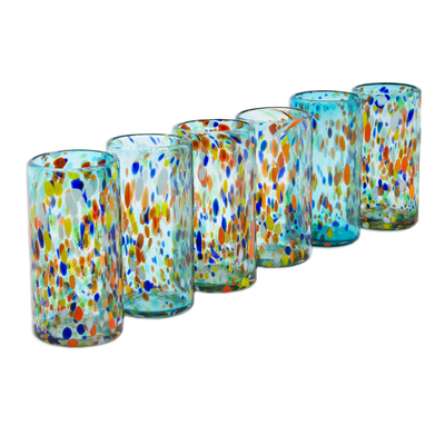 Vasos de vidrio soplado, (juego de 6) - Vasos de vidrio soplado hechos a mano (juego de 6)