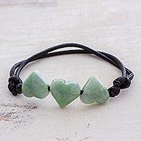 Jade pendant bracelet, 'Maya Love in Light Green'