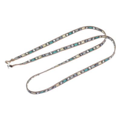 Glass beaded wrap bracelet, 'Fleeting Star' - Shining Glass Beaded Wrap Bracelet from Guatemala