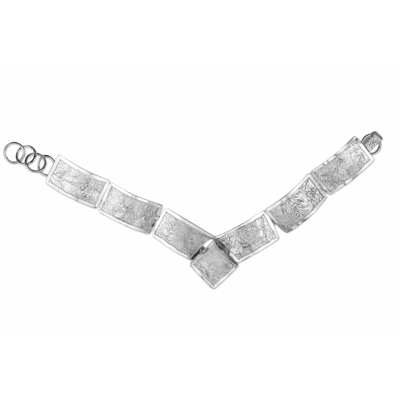 Sterling silver link bracelet, 'Windows of Texture' - Contemporary Handcrafted Textured Sterling Silver Bracelet
