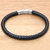 Men's sterling silver accented leather bracelet, 'Brick Road in Black' - Men's Leather Sterling Silver Braided Bracelet Indonesia (image 2) thumbail
