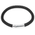 Men's sterling silver accented leather bracelet, 'Brick Road in Black' - Men's Leather Sterling Silver Braided Bracelet Indonesia (image 2b) thumbail