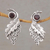 Garnet drop earrings, 'Leaf Majesty' - Leafy Garnet and Sterling Silver Drop Earrings from Bali (image 2) thumbail