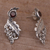 Garnet drop earrings, 'Leaf Majesty' - Leafy Garnet and Sterling Silver Drop Earrings from Bali (image 2b) thumbail