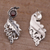 Garnet drop earrings, 'Leaf Majesty' - Leafy Garnet and Sterling Silver Drop Earrings from Bali (image 2c) thumbail