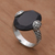 Onyx cocktail ring, 'Mysterious Oval' - Oval Onyx and Sterling Silver Cocktail Ring from Bali (image 2b) thumbail