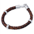 Men's leather bracelet, 'Chankas Warrior in Light Brown' - Men's Leather Sterling Silver Braided Bracelet