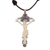 Amethyst and bone pendant necklace, 'Sparkling Sacrifice' - Amethyst and Bone Cross Pendant Necklace from Bali thumbail