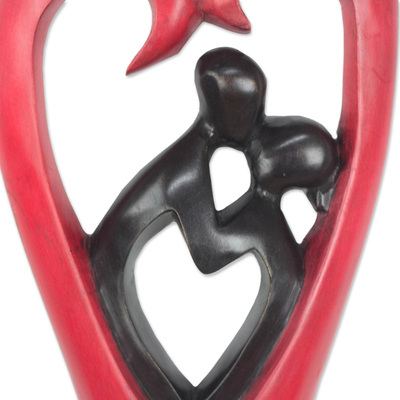 Wood wall sculpture, 'Me Do Wo Heart' - Romantic Sese Wood Wall Sculpture from Ghana