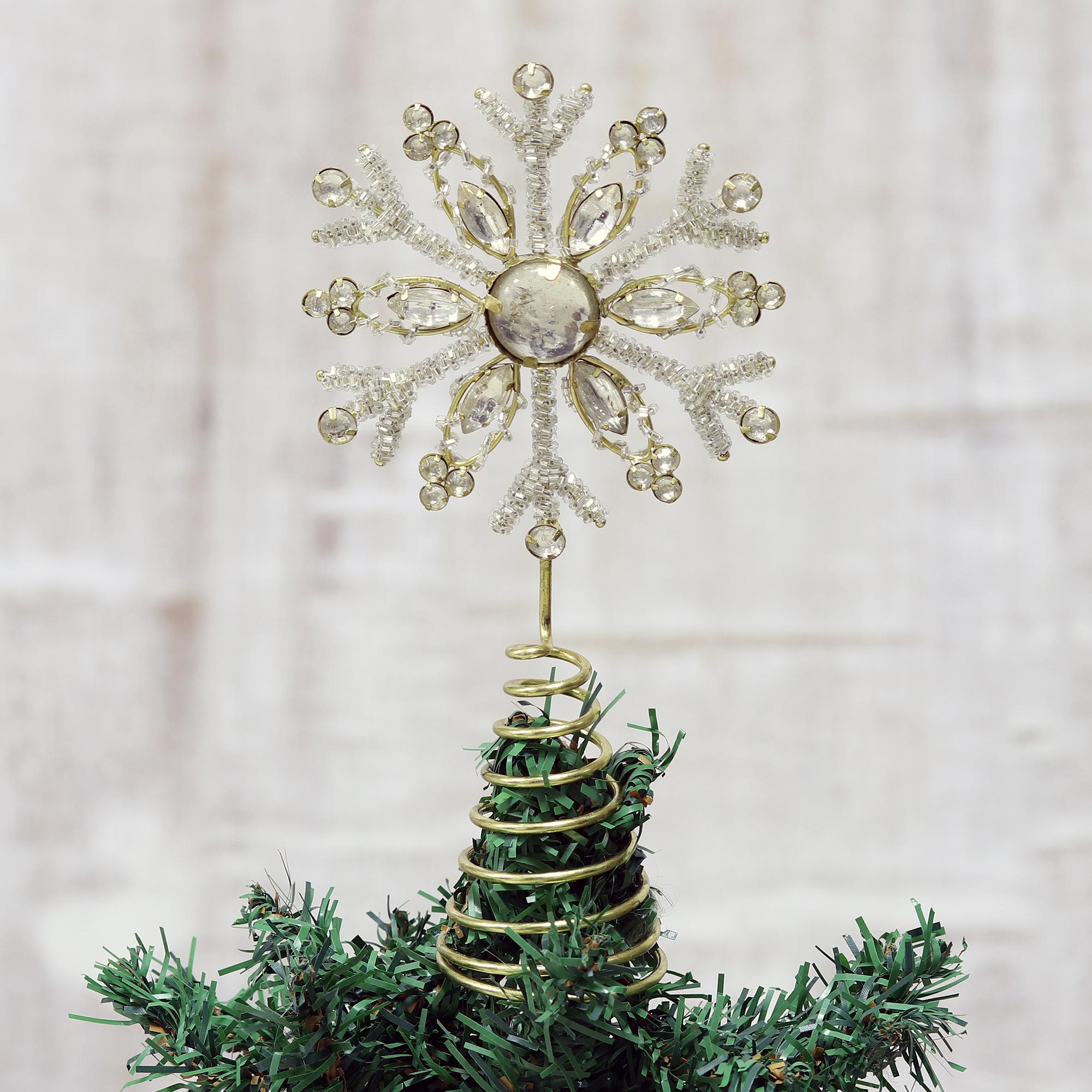 Faux Gemstone Covered Snowflake Tree Topper Shimmering Snowflake NOVICA