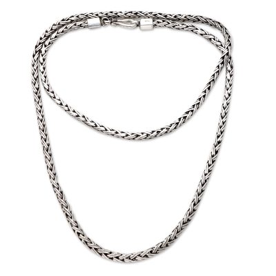Sterling silver chain necklace, 'Rice Seeds' - Handmade Sterling Silver Chain Necklace