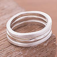 Sterling silver band rings, 'Sea Dance' (set of 3) - Peruvian Sterling Silver Stacking Rings (Set of 3)
