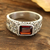 Men's single-stone ring, 'Majestic Strength' - Men's Garnet and Sterling Silver Single-Stone Ring (image 2) thumbail