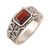 Men's single-stone ring, 'Majestic Strength' - Men's Garnet and Sterling Silver Single-Stone Ring (image 2c) thumbail