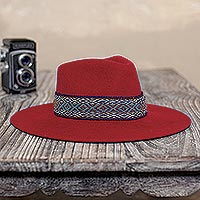 Alpaca and wool blend felt hat, 'Munay in Crimson' - Peruvian Alpaca and Wool Blend Felt Hat in Crimson