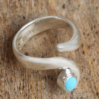 Turquoise wrap ring, 'Taxco Swirl' - Swirling Turquoise Wrap Ring from Mexico
