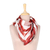 Pañuelo de seda - Bufanda de seda triangular geométrica blanca y rojiza pintada a mano