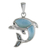 Larimar and topaz pendant, 'Dolphin Leap' - Larimar and Sterling Silver Leaping Dolphin Pendant