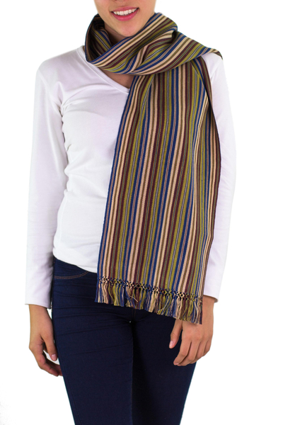 Cotton scarf, 'Maya Landscape' - Cotton scarf