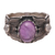 Amethyst and rainbow moonstone band ring, 'Peaceful Glimmer' - Amethyst and Rainbow Moonstone Band Ring from India thumbail