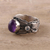 Amethyst and rainbow moonstone band ring, 'Peaceful Glimmer' - Amethyst and Rainbow Moonstone Band Ring from India (image 2b) thumbail