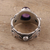 Amethyst and rainbow moonstone band ring, 'Peaceful Glimmer' - Amethyst and Rainbow Moonstone Band Ring from India (image 2c) thumbail