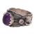 Amethyst and rainbow moonstone band ring, 'Peaceful Glimmer' - Amethyst and Rainbow Moonstone Band Ring from India (image 2d) thumbail