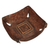 Leather catchall, 'Brown Lasso Window' - Artisan Crafted Leather Square Catchall from the Andes thumbail