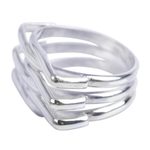 Sterling silver band ring, 'Strong Embrace' - Modern Abstract Andean Silver Handcrafted Ring