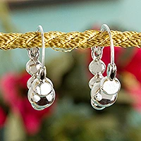 Sterling silver hoop earrings, 'Appealing Bubbles' - Bubble-Shaped Sterling Silver Hoop Earrings from Mexico
